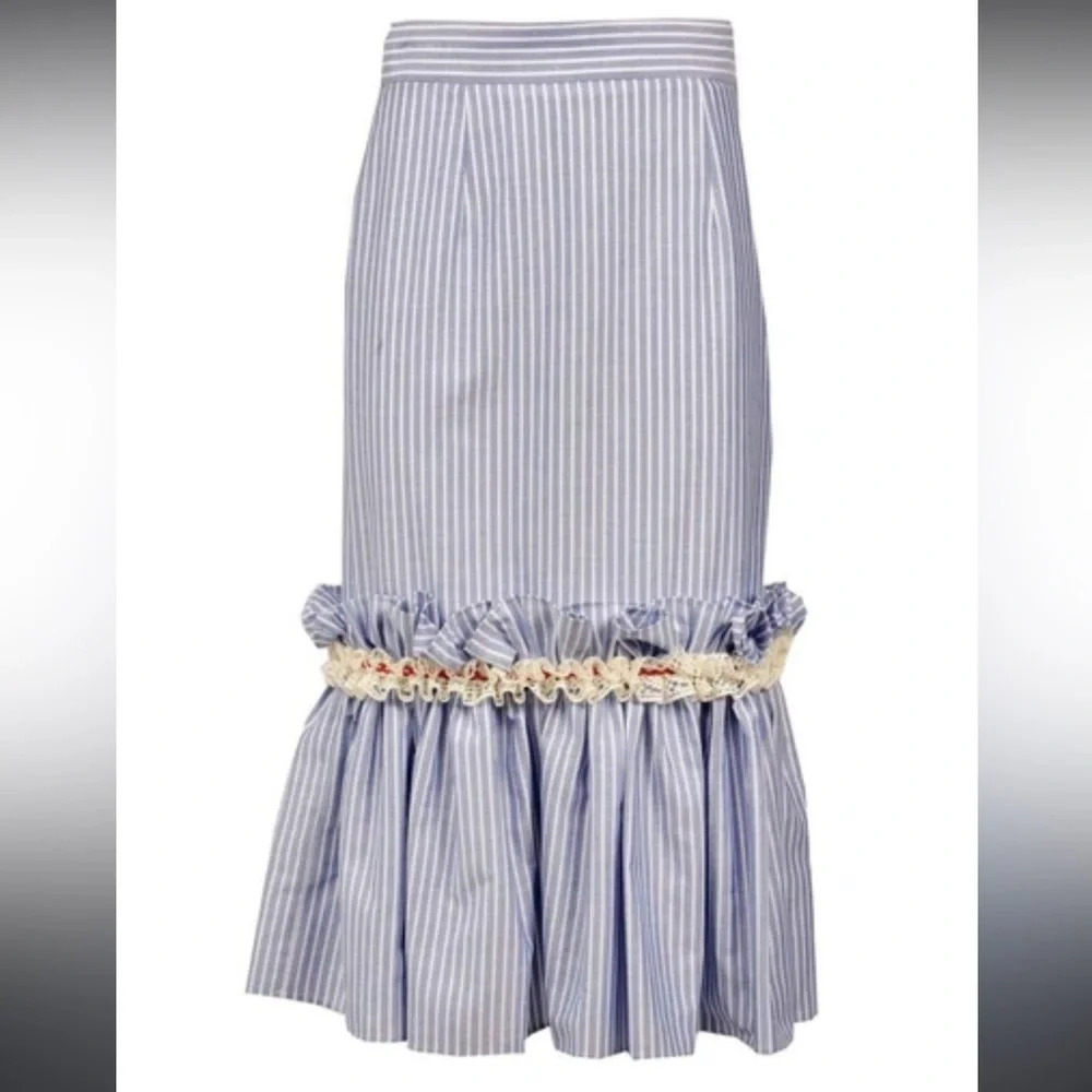 JOUR/NÉ Ruffled Oxford Skirt In Blue Women’s US Small Feminine Girlcore Party